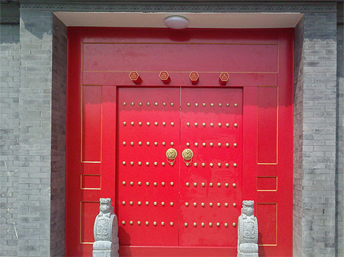 连城中国传统四合院系列朱红色中式木制大门木作